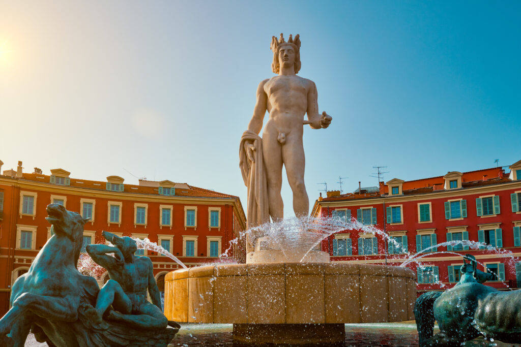 Fountain du Soleil at Place Massena. Nice, France
