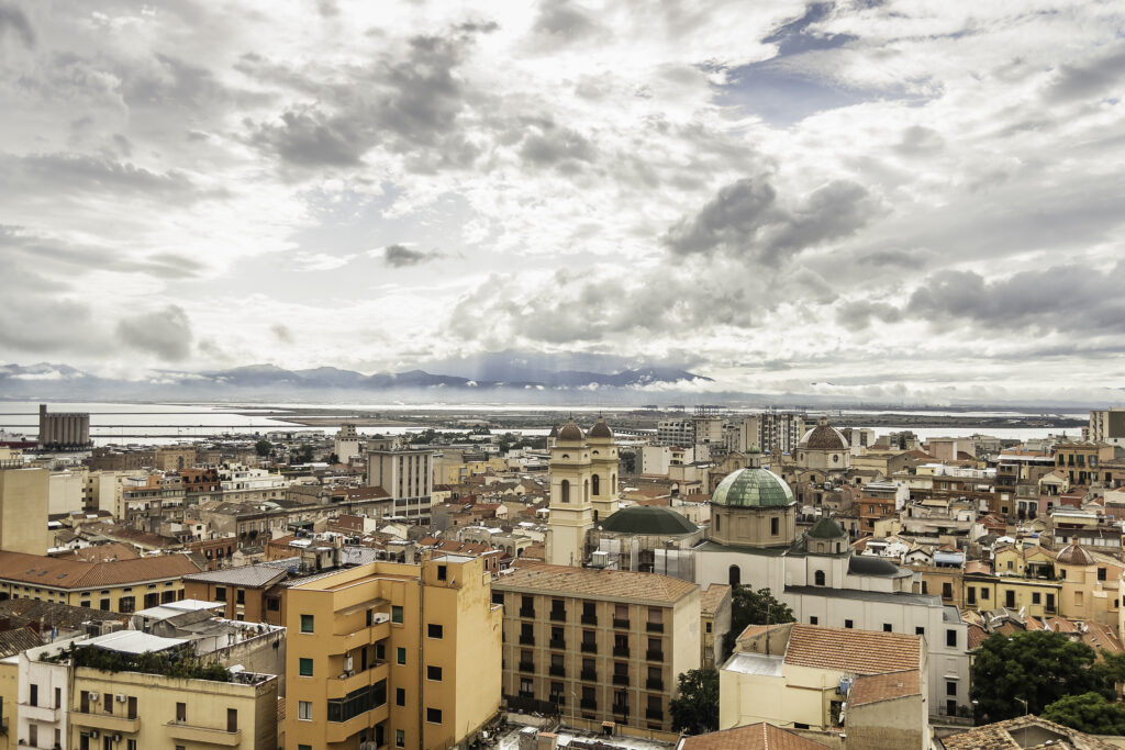 High angle view of Cagliari, Sardinia, Italy