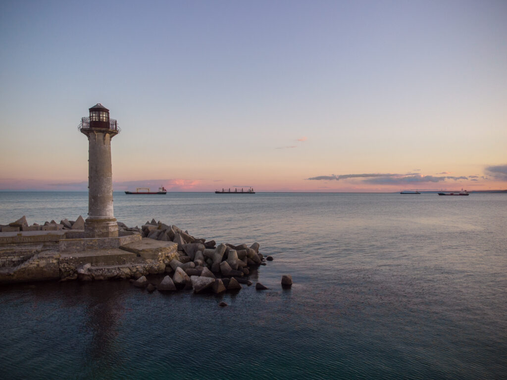 Lighthouse on the Black Sea. Bulgaria, Varna.
