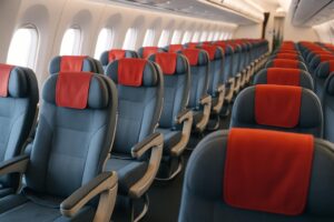 Sedadlá Austrian Airlines v kabíne lietadla